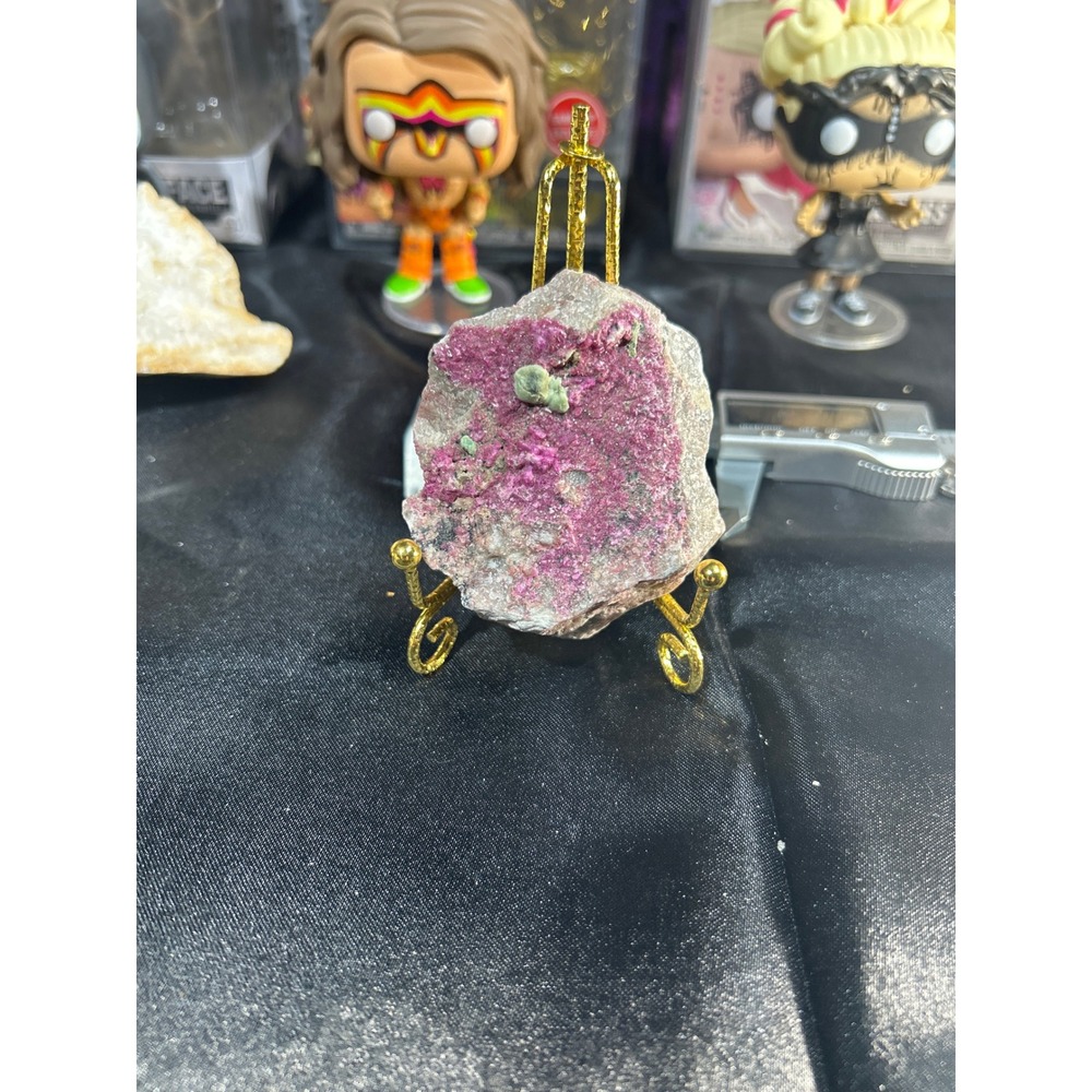 Natural Rare Roselite Crystal Specimen with Malachite Magenta Pink Druzy - Picture 5 of 5